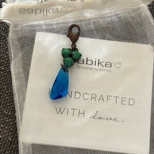 Sabika Teardrop Pendant with Blue and Bronze Accents